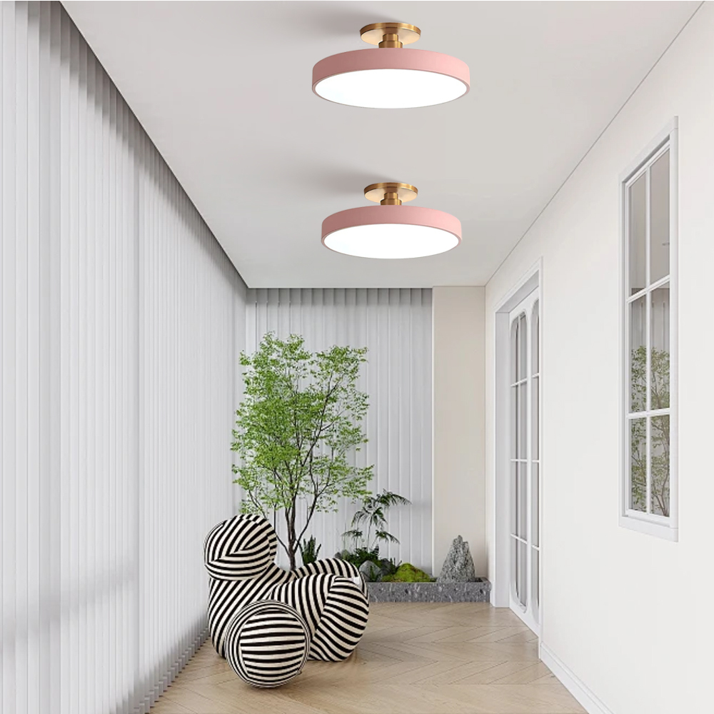 Set of 2 Circular LED Dimmable Ceiling Lights For Bedroom with Remote Control