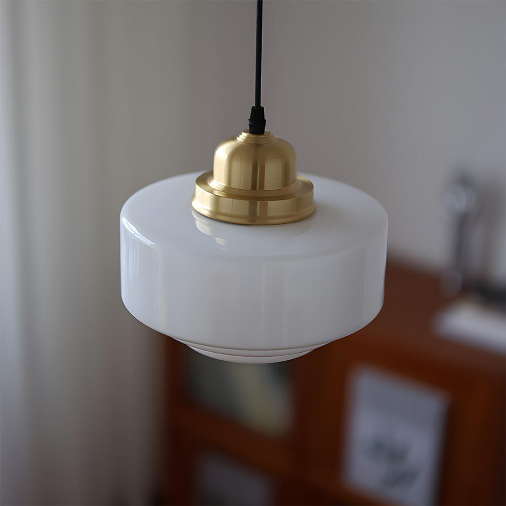 Simple Brass White Glass Kitchen Pendant Light