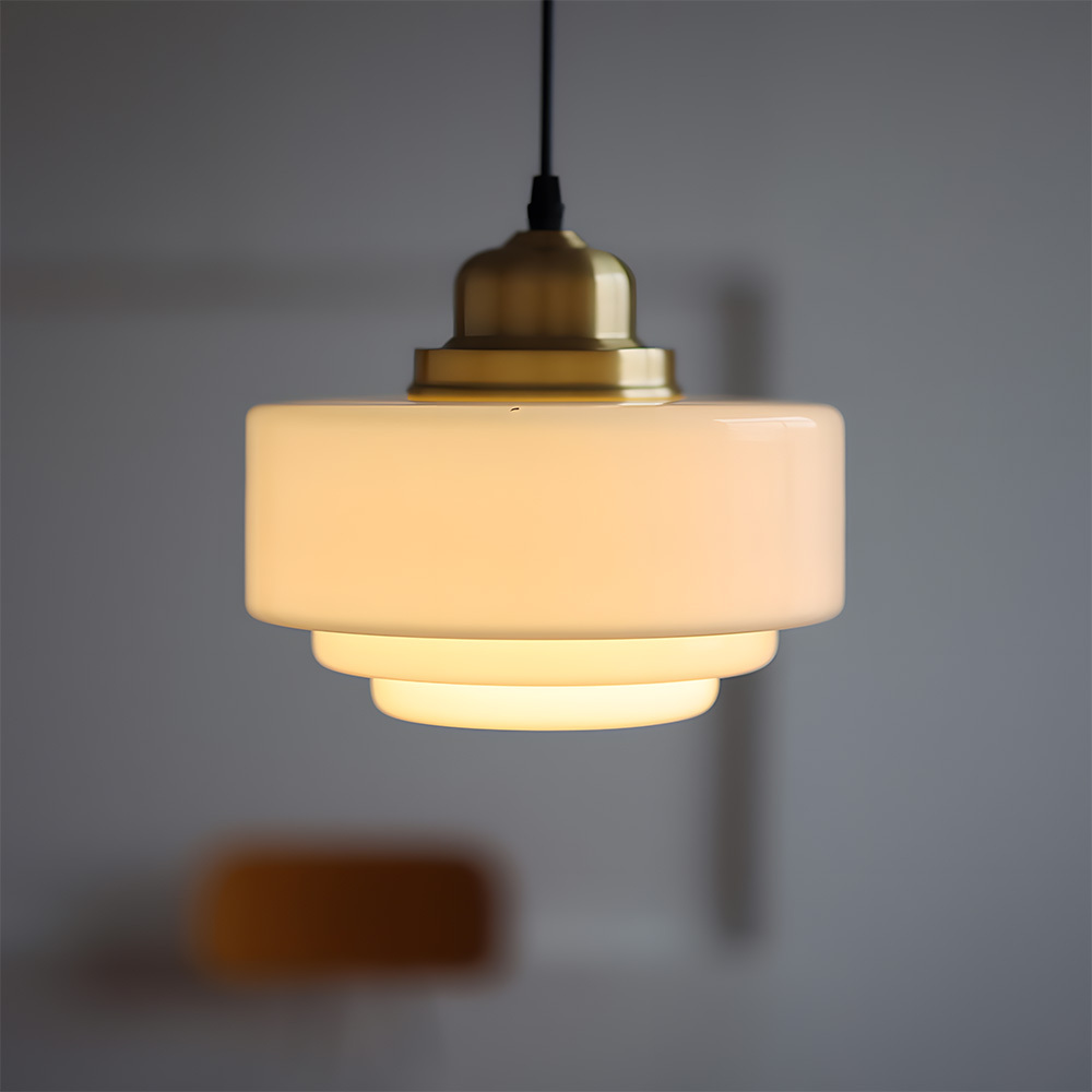 Simple Brass White Glass Kitchen Pendant Light