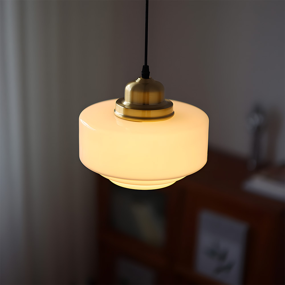 Simple Brass White Glass Kitchen Pendant Light