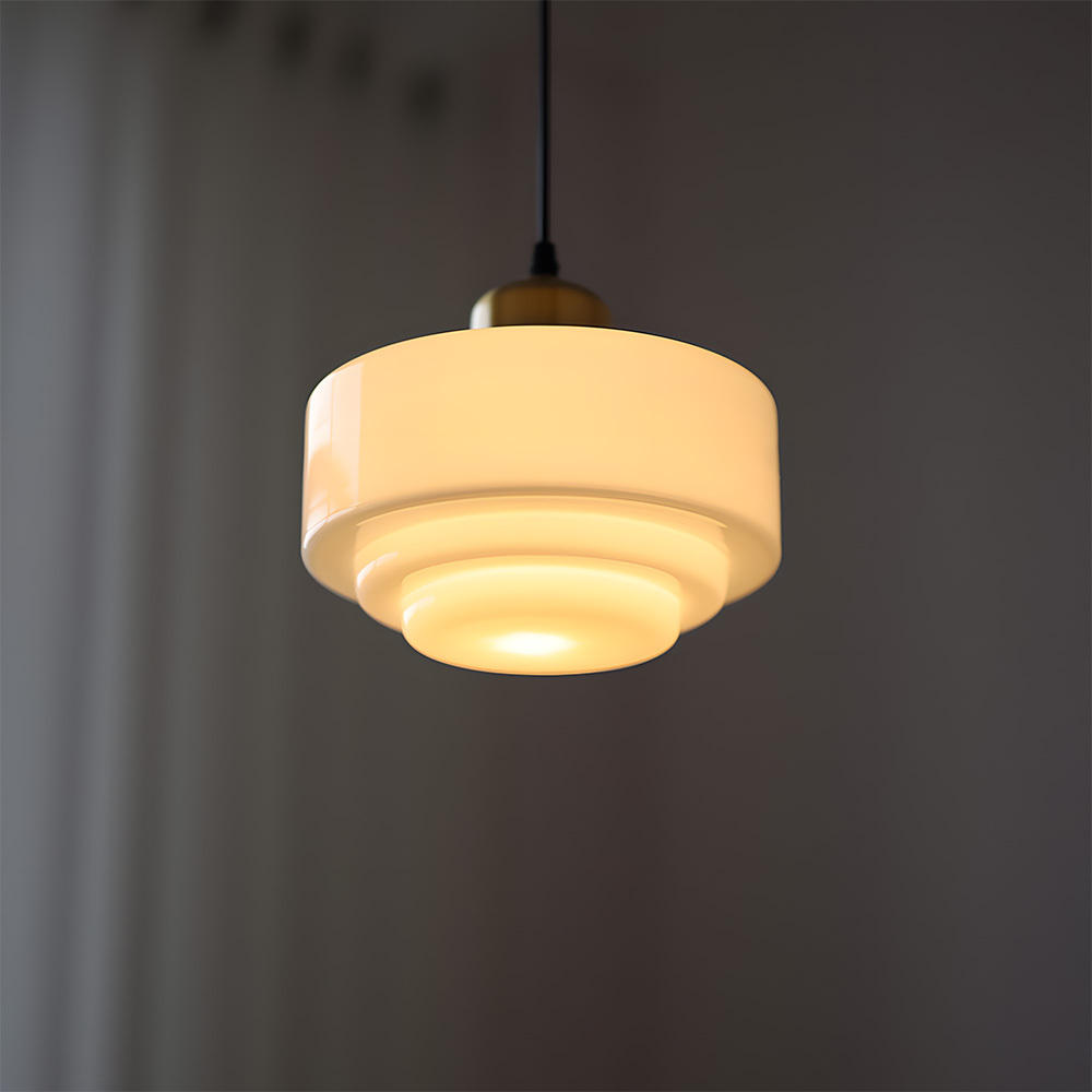 Simple Brass White Glass Kitchen Pendant Light