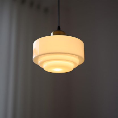 Simple Brass White Glass Kitchen Pendant Light