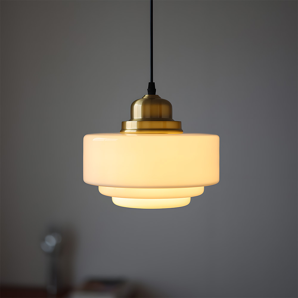 Simple Brass White Glass Kitchen Pendant Light