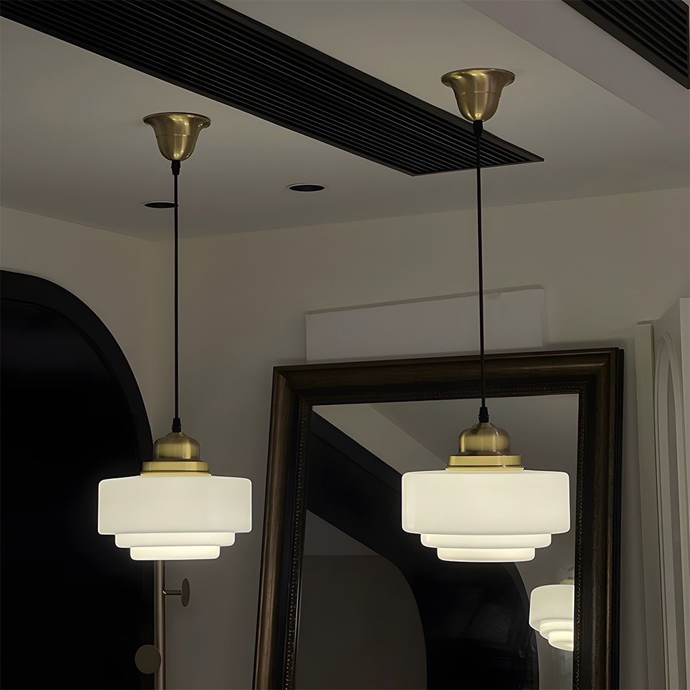 Simple Brass White Glass Kitchen Pendant Light