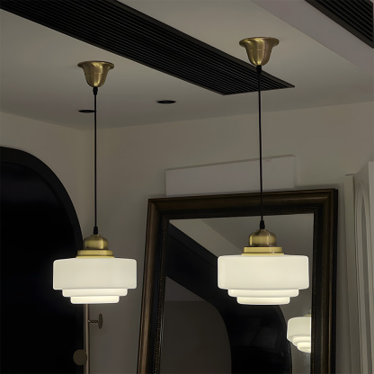 Simple Brass White Glass Kitchen Pendant Light