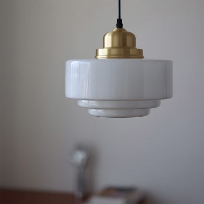 Simple Brass White Glass Kitchen Pendant Light