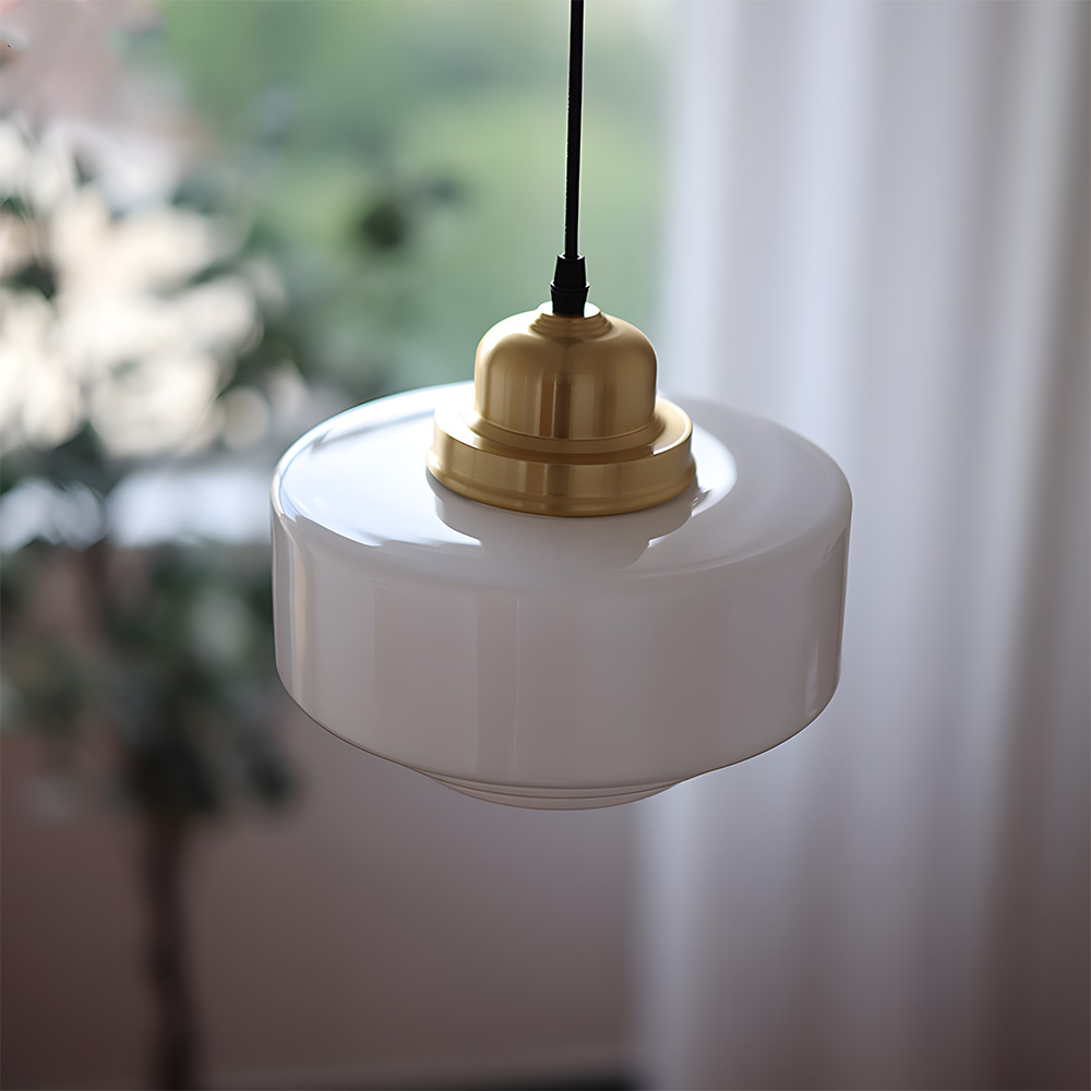 Simple Brass White Glass Kitchen Pendant Light