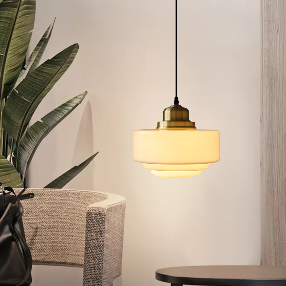 Simple Brass White Glass Kitchen Pendant Light