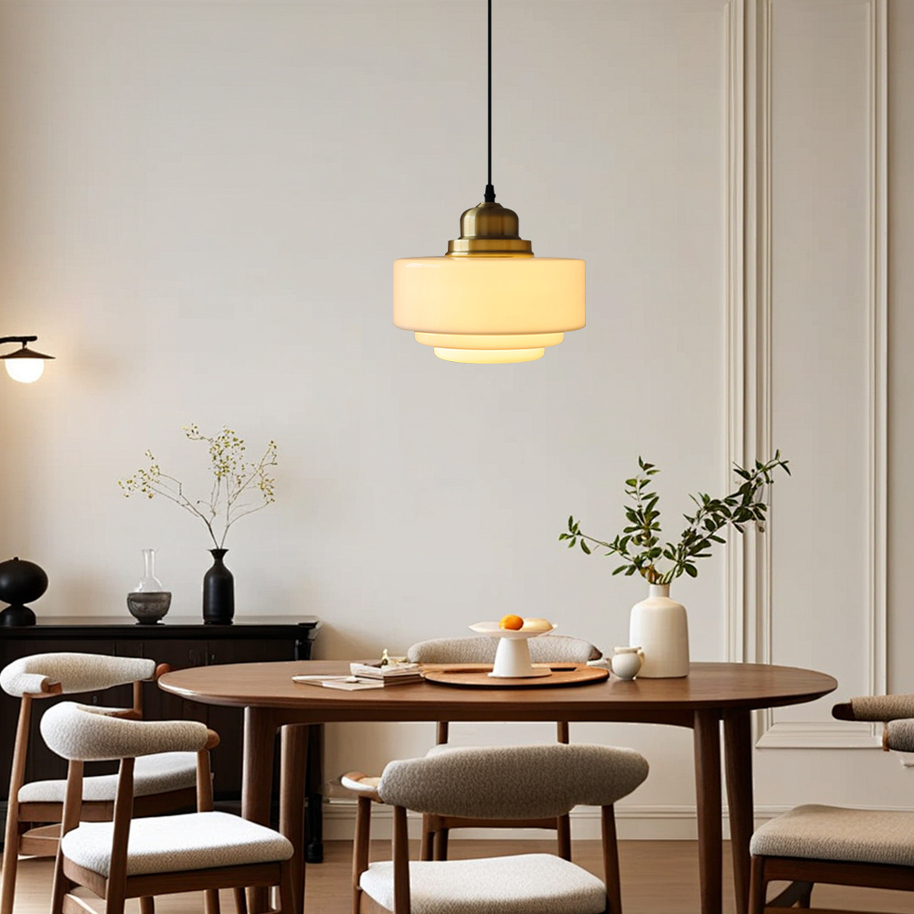 Simple Brass White Glass Kitchen Pendant Light