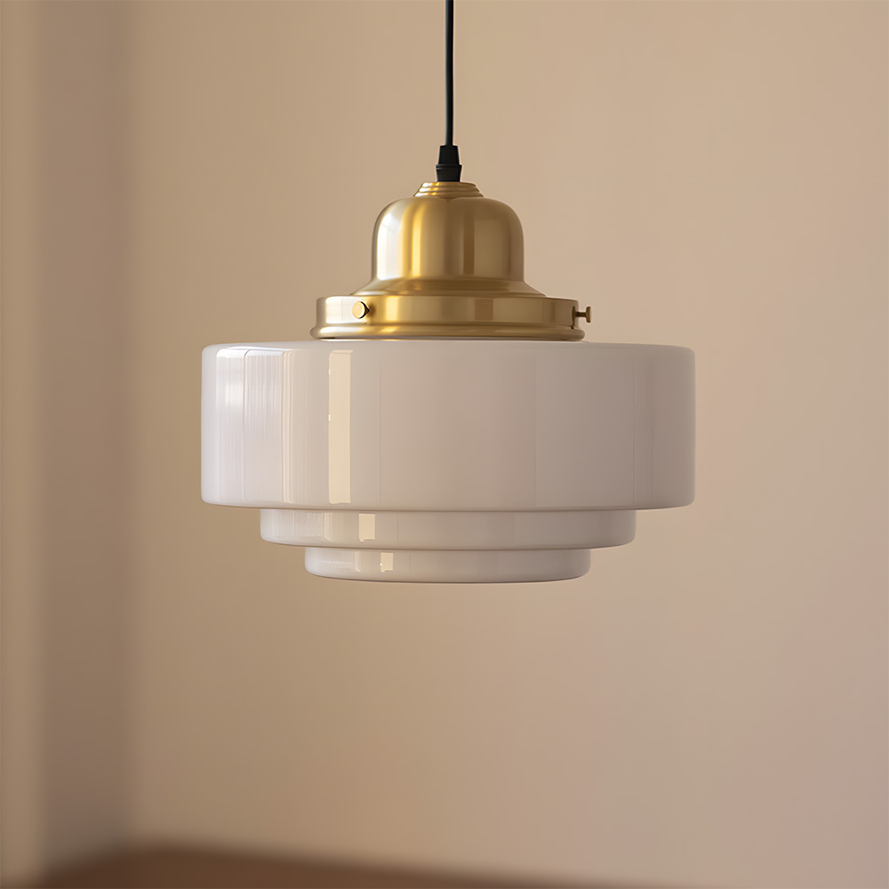 Simple Brass White Glass Kitchen Pendant Light
