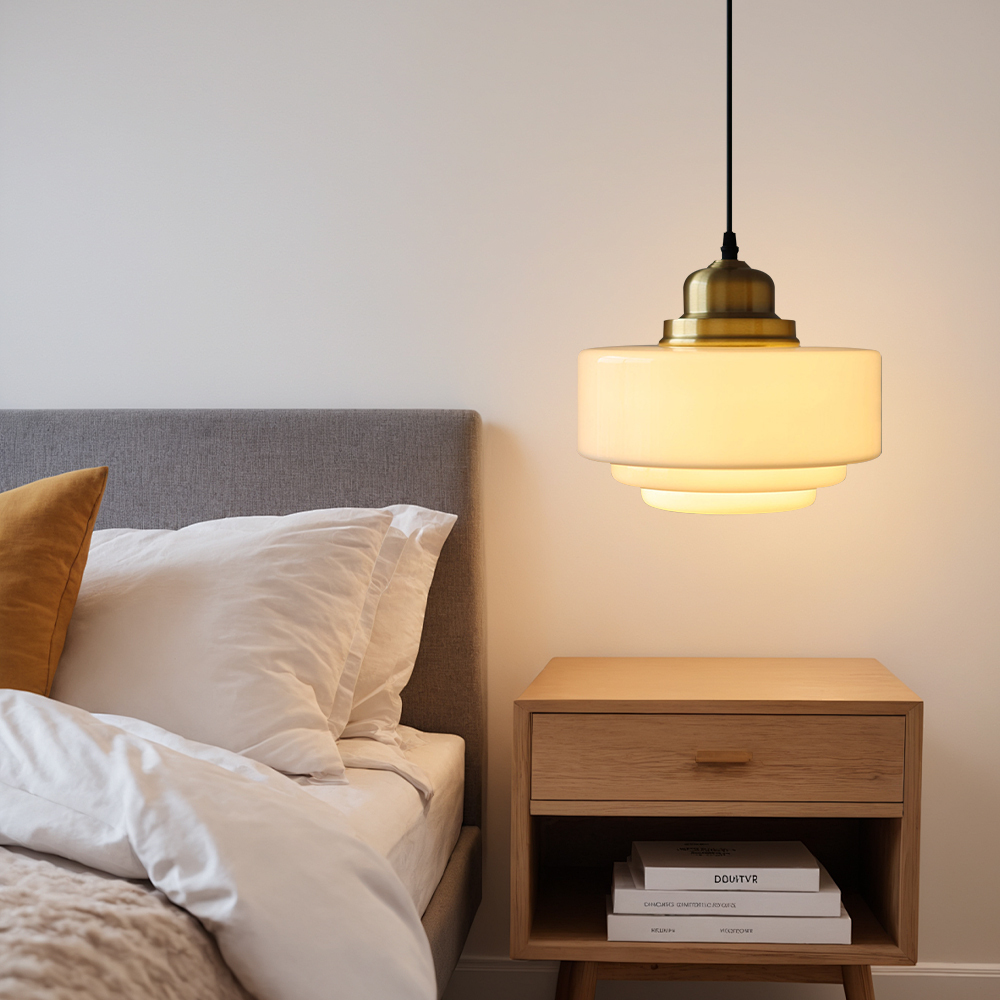 Simple Brass White Glass Kitchen Pendant Light