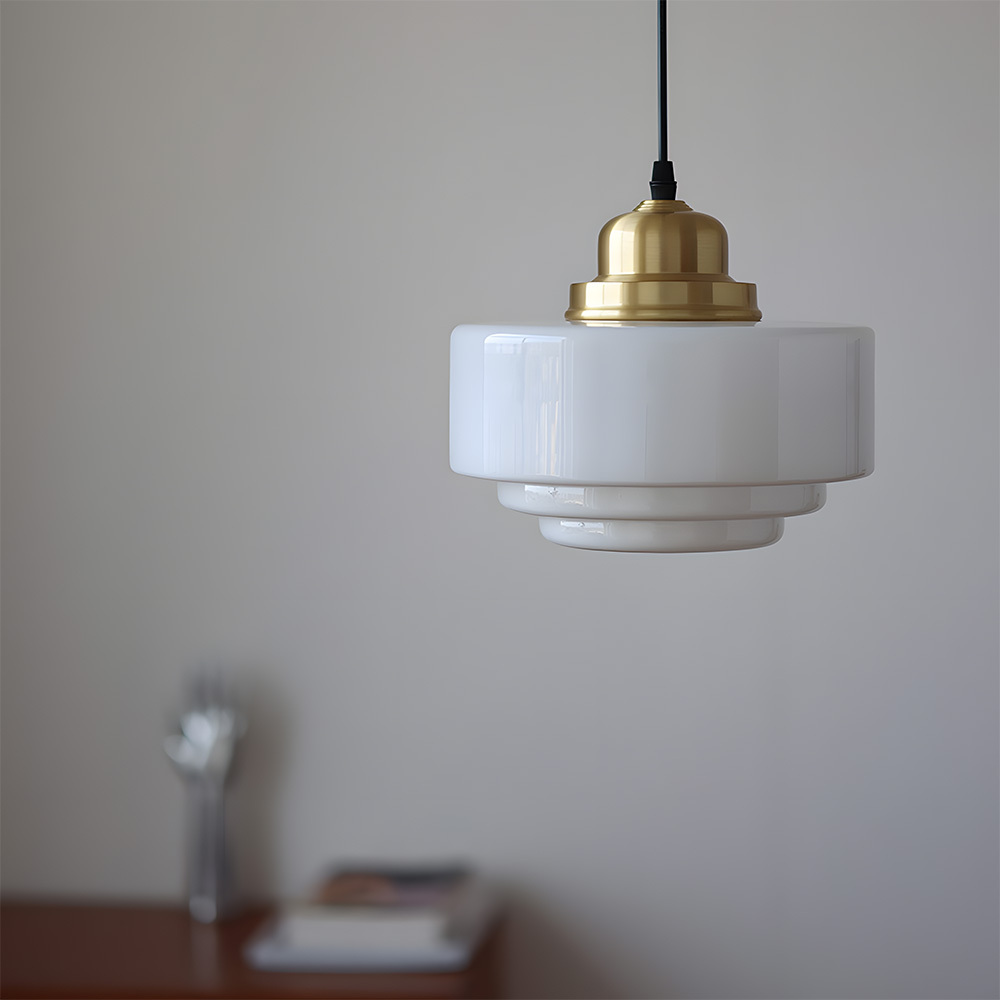 Simple Brass White Glass Kitchen Pendant Light