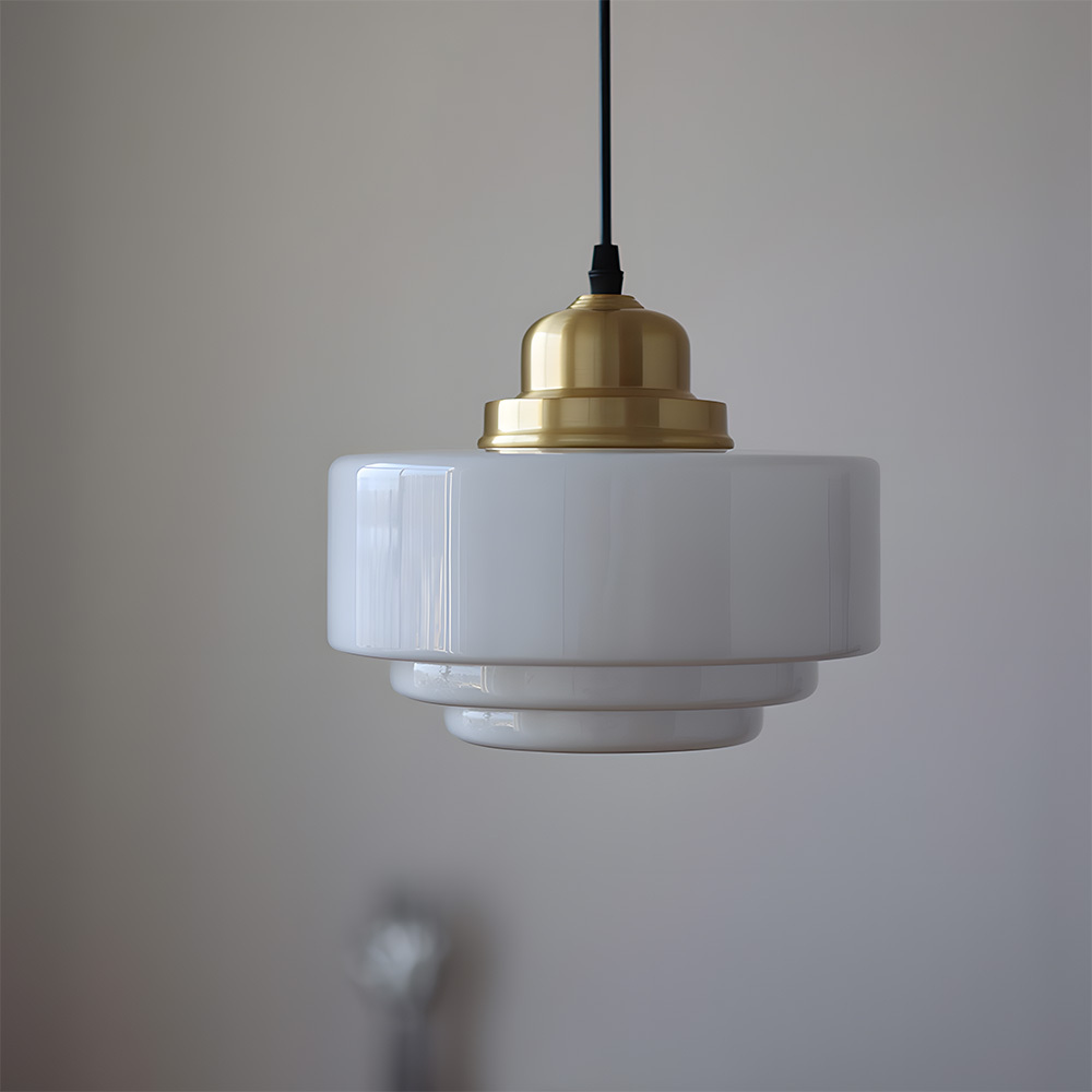 Simple Brass White Glass Kitchen Pendant Light