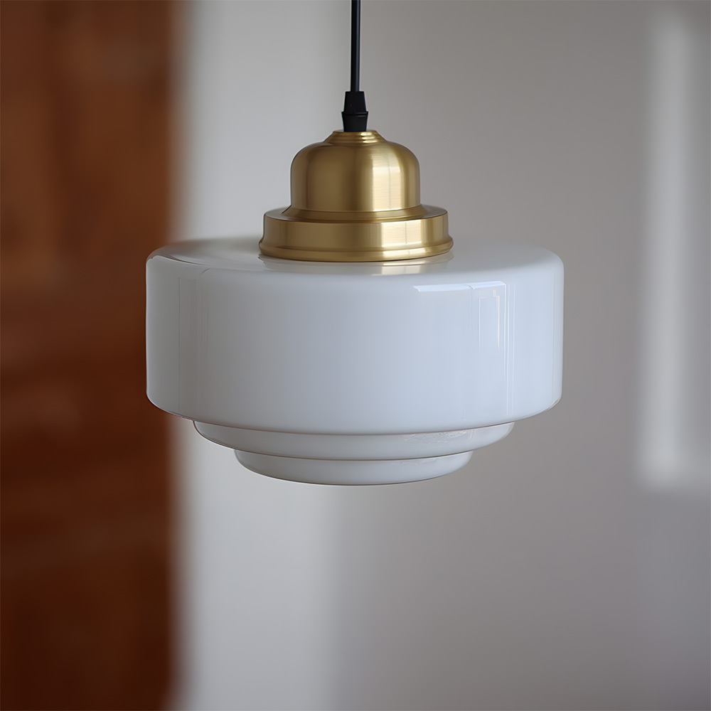 Simple Brass White Glass Kitchen Pendant Light