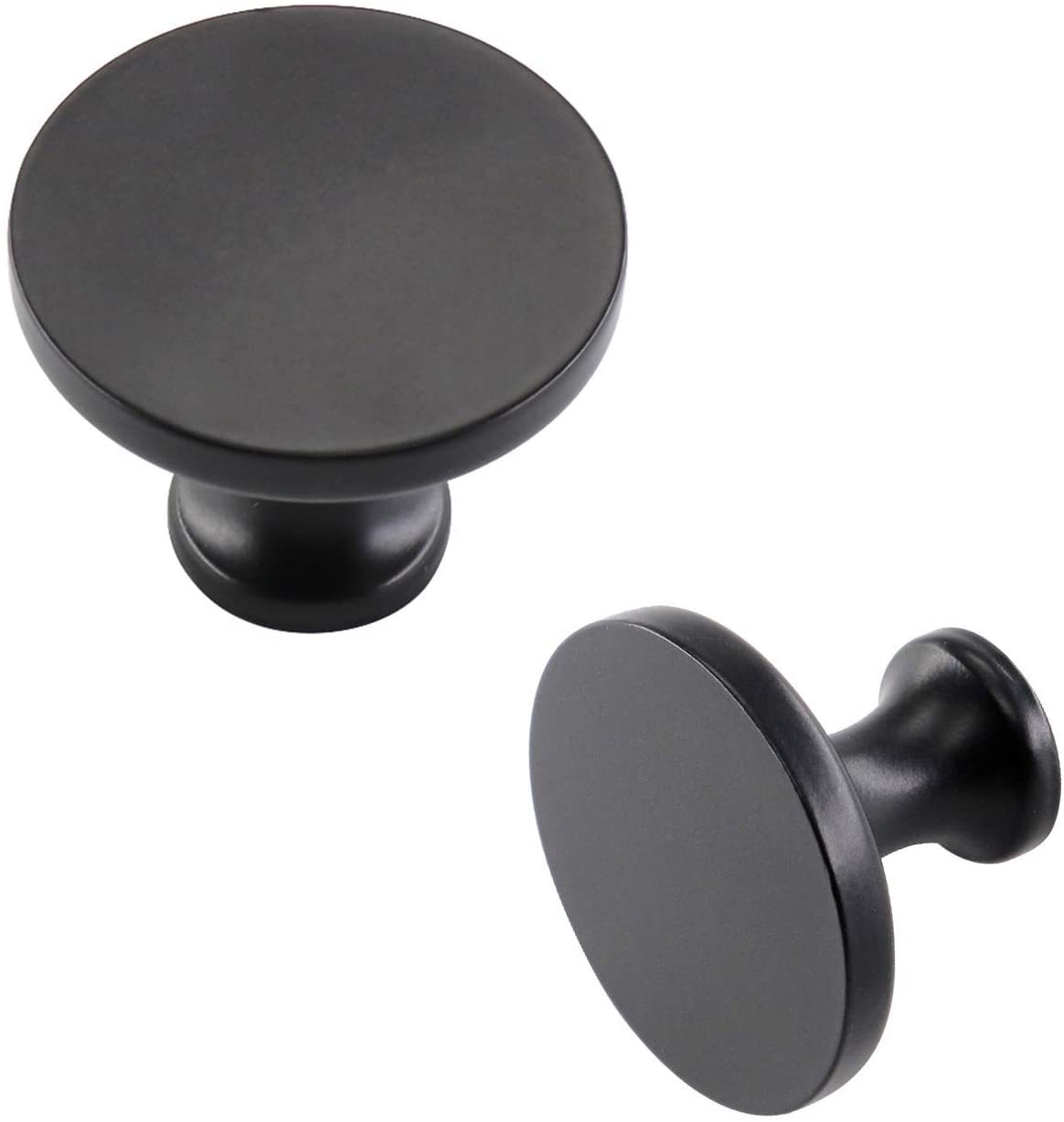 20 Pack Round Solid Cabinet Knobs Black Kitchen Drawer Pulls Knobs(LS9189BK) -Homdiy