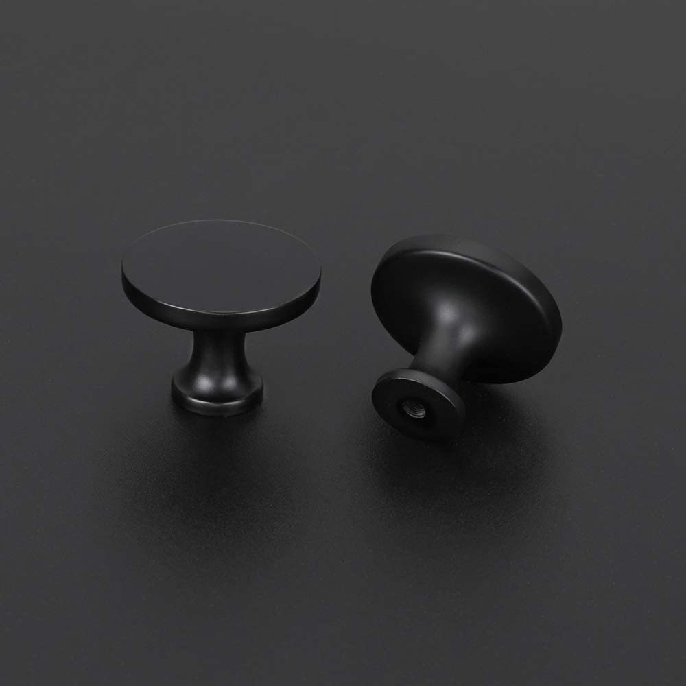 20 Pack Round Solid Cabinet Knobs Black Kitchen Drawer Pulls Knobs(LS9189BK) -Homdiy