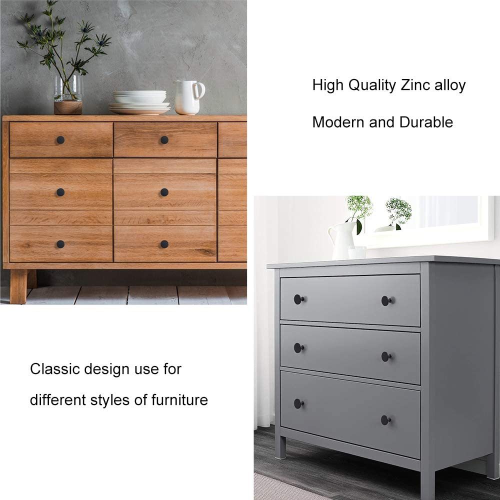 20 Pack Round Solid Cabinet Knobs Black Kitchen Drawer Pulls Knobs(LS9189BK) -Homdiy