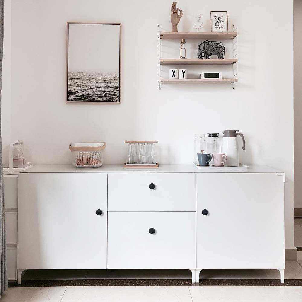 20 Pack Round Solid Cabinet Knobs Black Kitchen Drawer Pulls Knobs(LS9189BK) -Homdiy