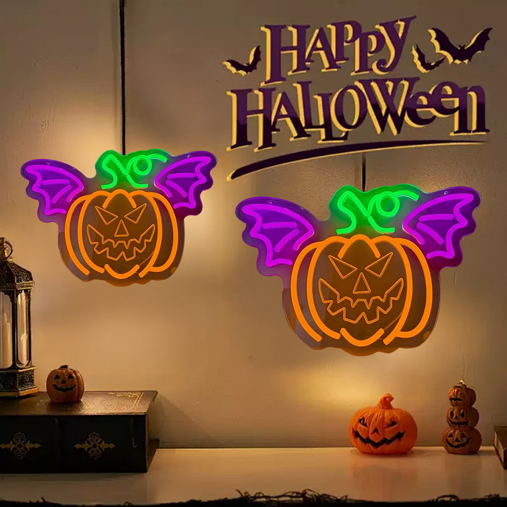 Halloween LED Neon Sign | Trick or Treat Skull Lamp Décor