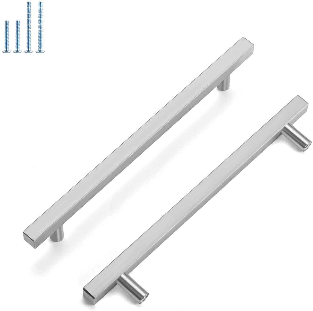 6 Pack Square Kitchen Cabinet Pulls and Knobs Brushed Nickel(LSJ22BSS) -Homdiy