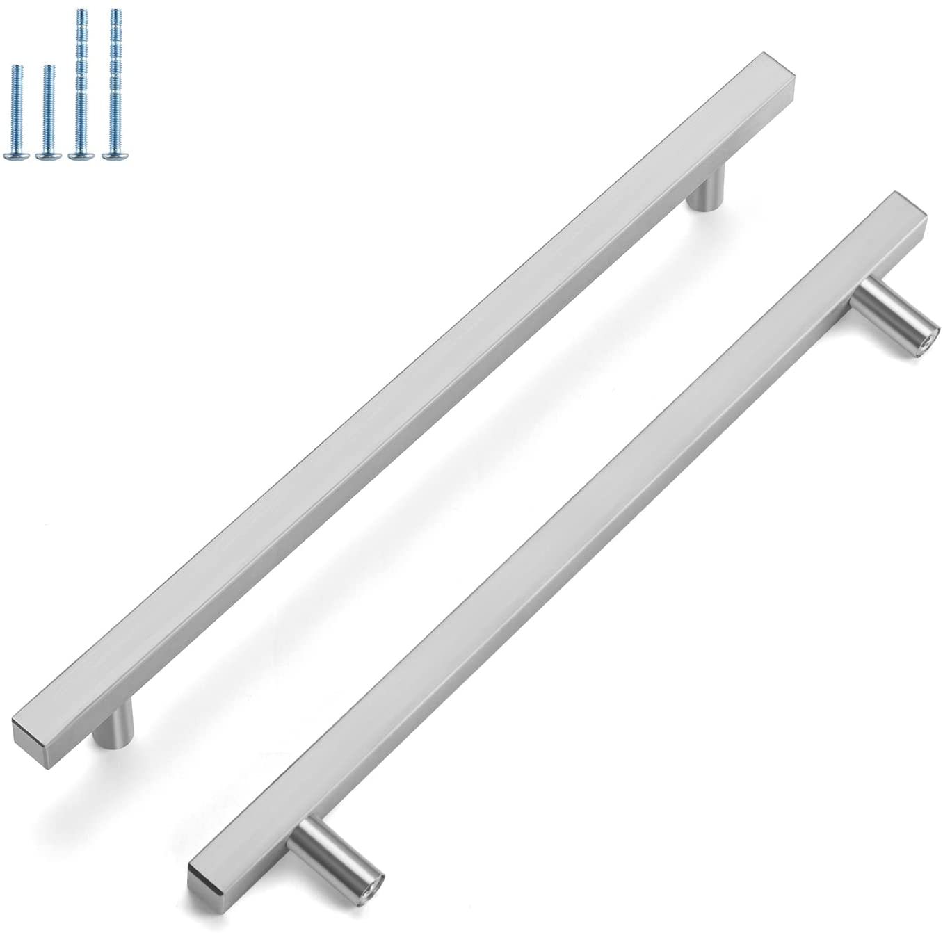 6 Pack Square Kitchen Cabinet Pulls and Knobs Brushed Nickel(LSJ22BSS) -Homdiy