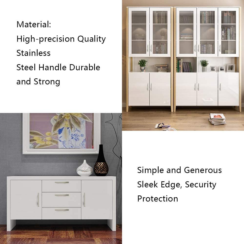 6 Pack Square Kitchen Cabinet Pulls and Knobs Brushed Nickel(LSJ22BSS) -Homdiy