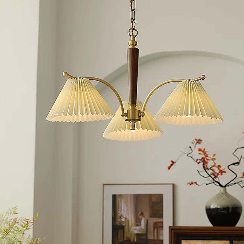 Retro Pleated Lampshade Chandelier Decoration Dining Fixture -Homdiy