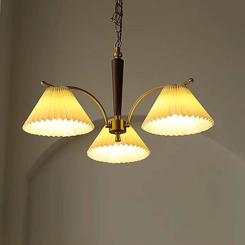 Retro Pleated Lampshade Chandelier Decoration Dining Fixture -Homdiy