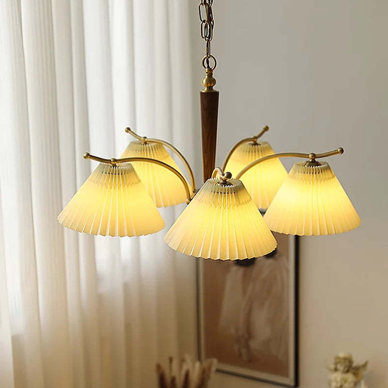 Retro Pleated Lampshade Chandelier Decoration Dining Fixture -Homdiy