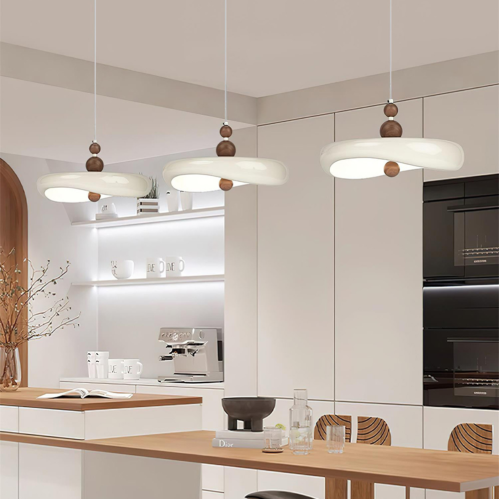 Wabi-Sabi Cream LED Dining Room Pendant Light