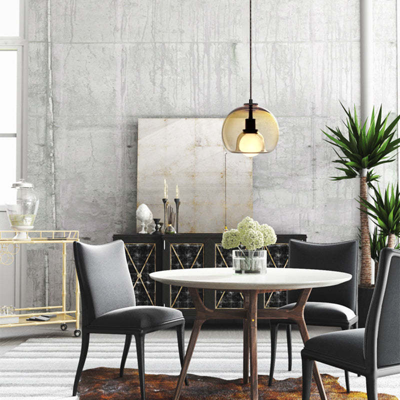 Handblown Glass Orb Pendant Light -Homdiy