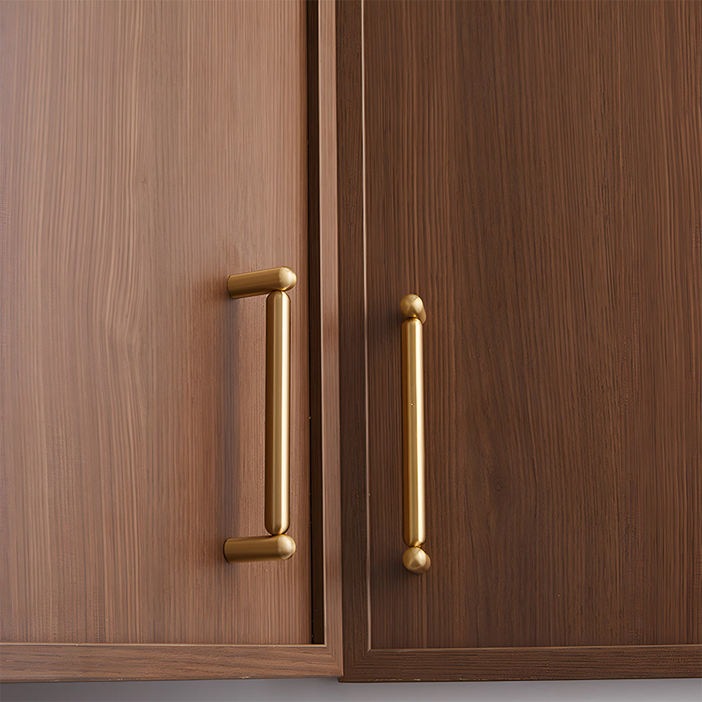 Solid Brass T-Bar Cabinet Pulls - Vintage Gold Drawer Handles