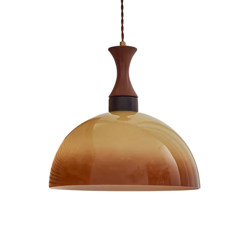 Retro Amber Glass Farmhouse Pendant Light -Homdiy