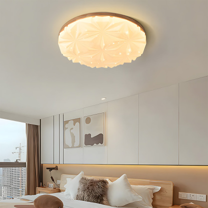 Creamy White Wood Led Living Room Ceiling Light-3