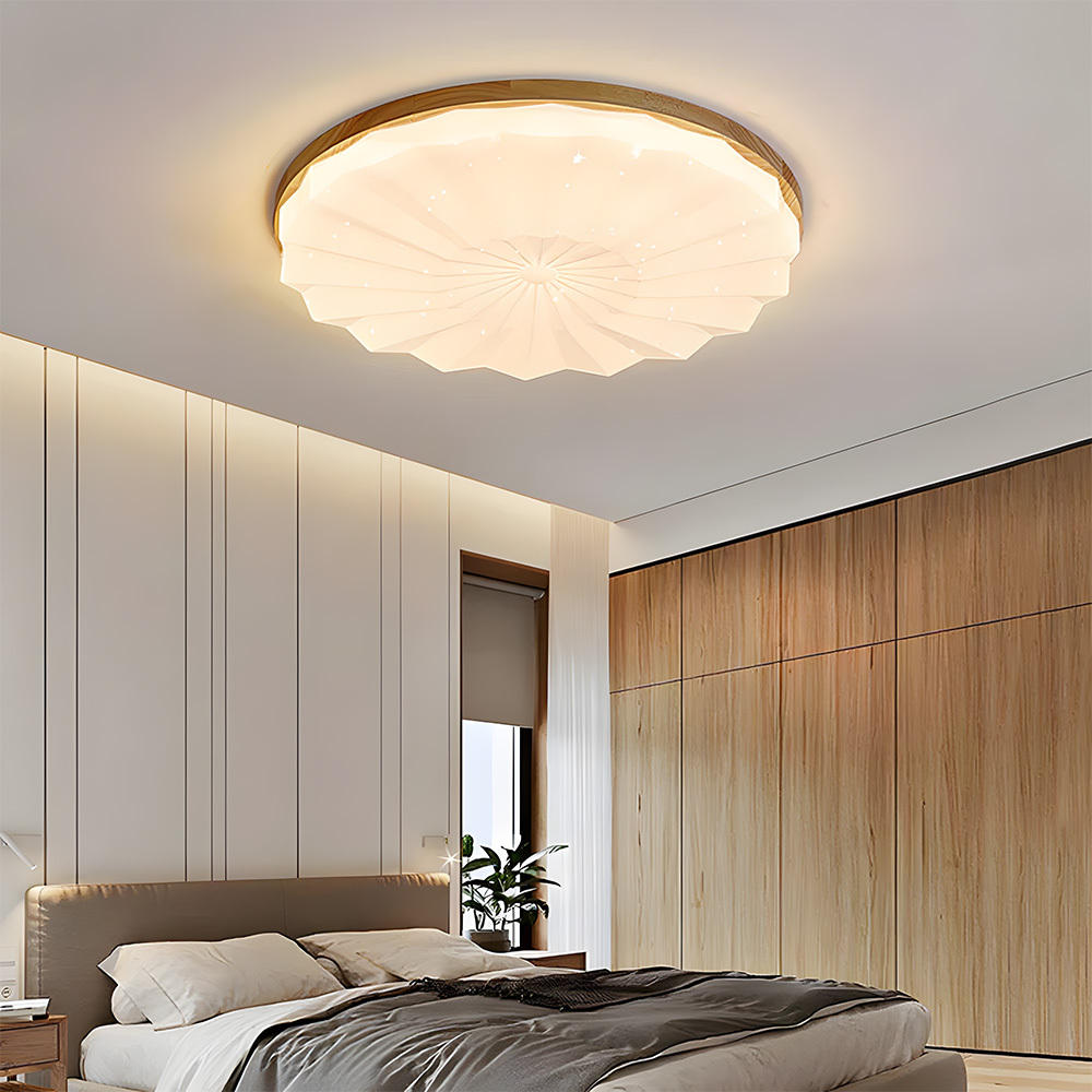 Creamy White Wood Led Living Room Ceiling Light-4