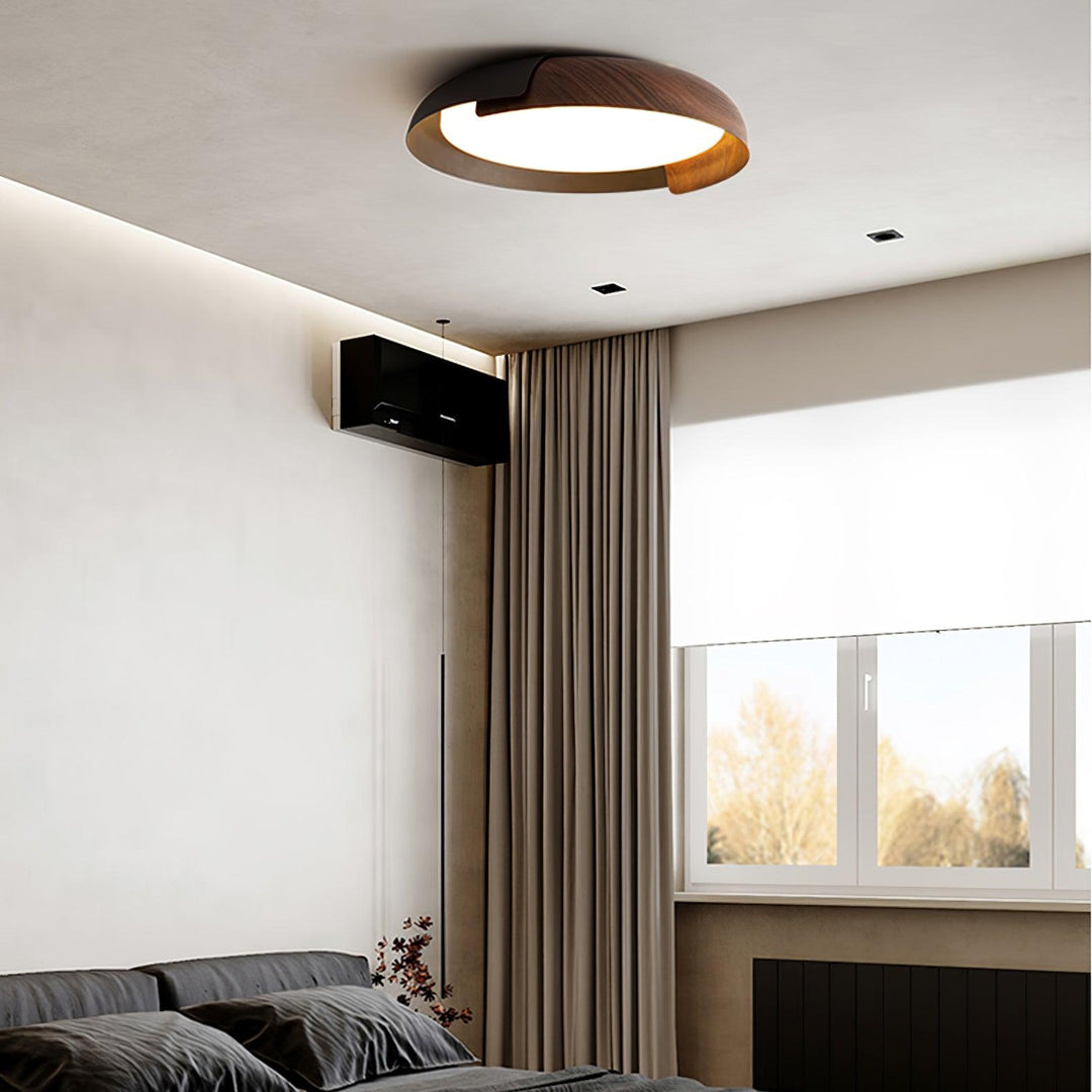 Contemporary Iron Wood Ceiling Light For Bedroom 
