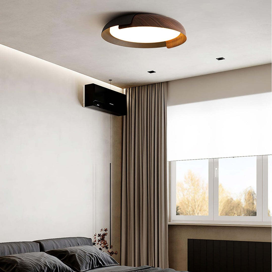 Contemporary Iron Wood Ceiling Light For Bedroom 