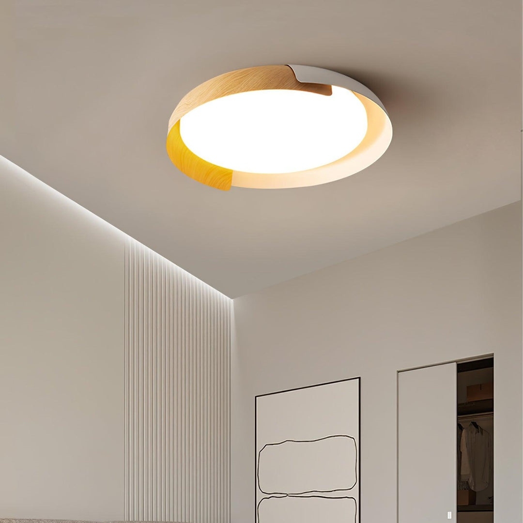 Contemporary Iron Wood Ceiling Light For Bedroom 