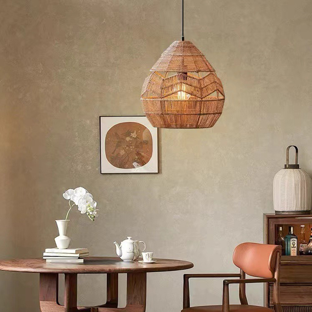 Vintage Creative Woven Rattan & Jute Rope Chandelier