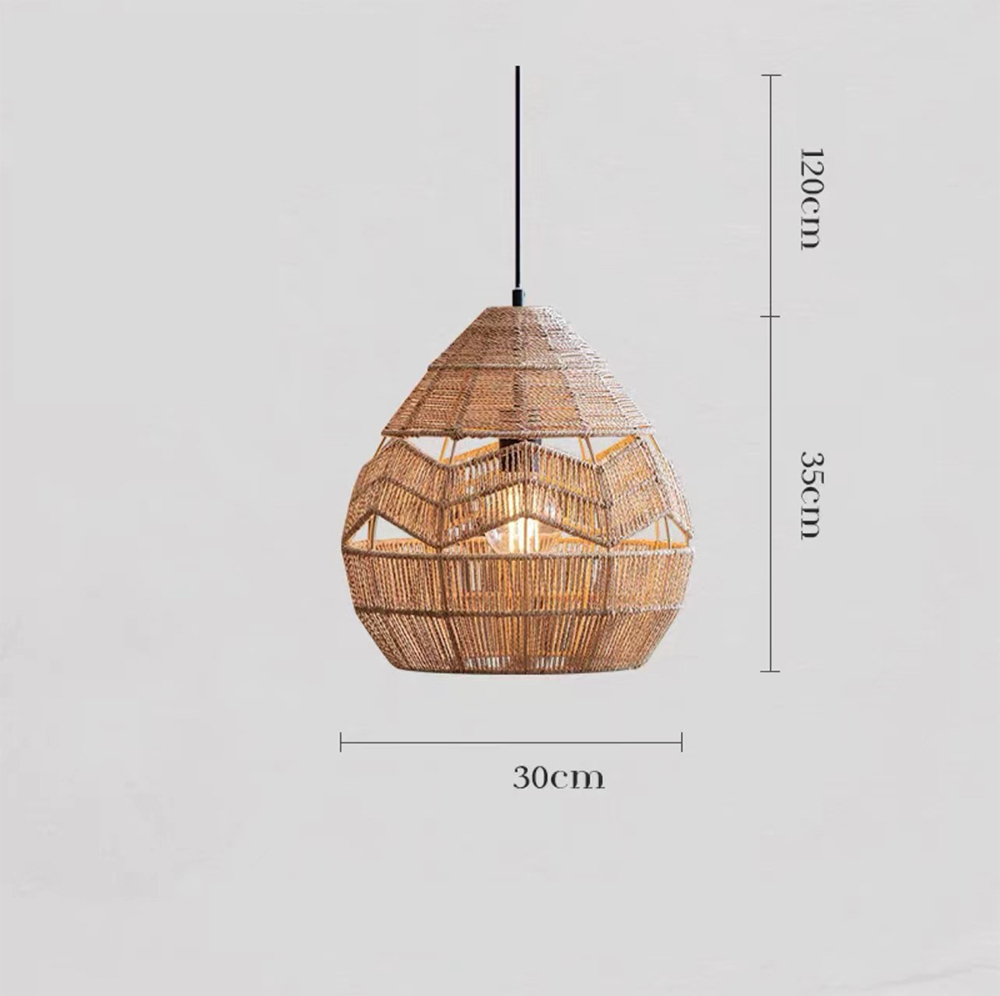 Vintage Creative Woven Rattan & Jute Rope Chandelier