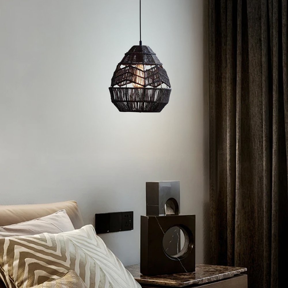 Vintage Creative Woven Rattan & Jute Rope Chandelier