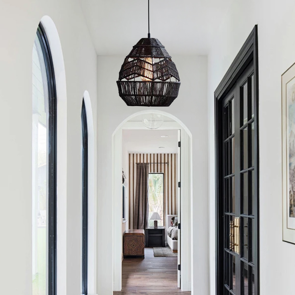 Vintage Creative Woven Rattan & Jute Rope Chandelier