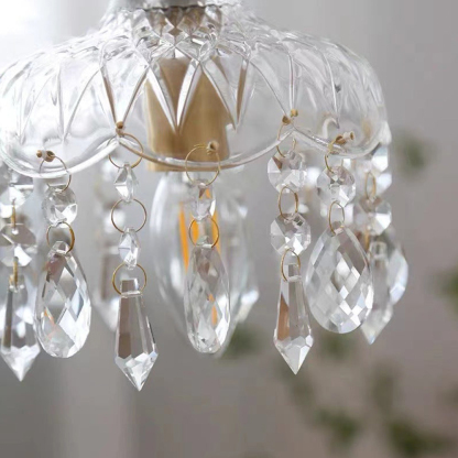 French Vintage Crystal Glass Pendant Light