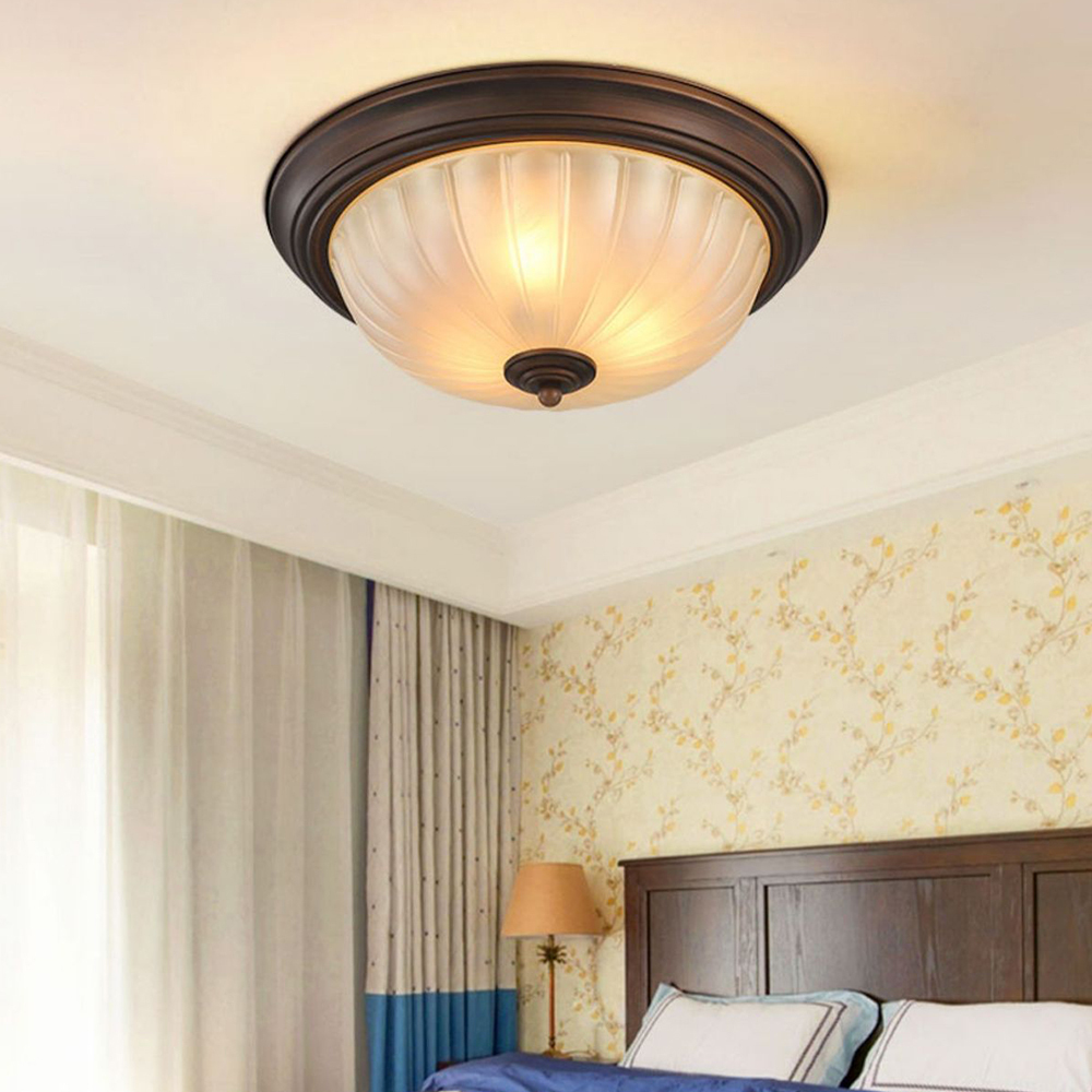 Vintage Metal & Acrylic Flush Mount Ceiling Light 