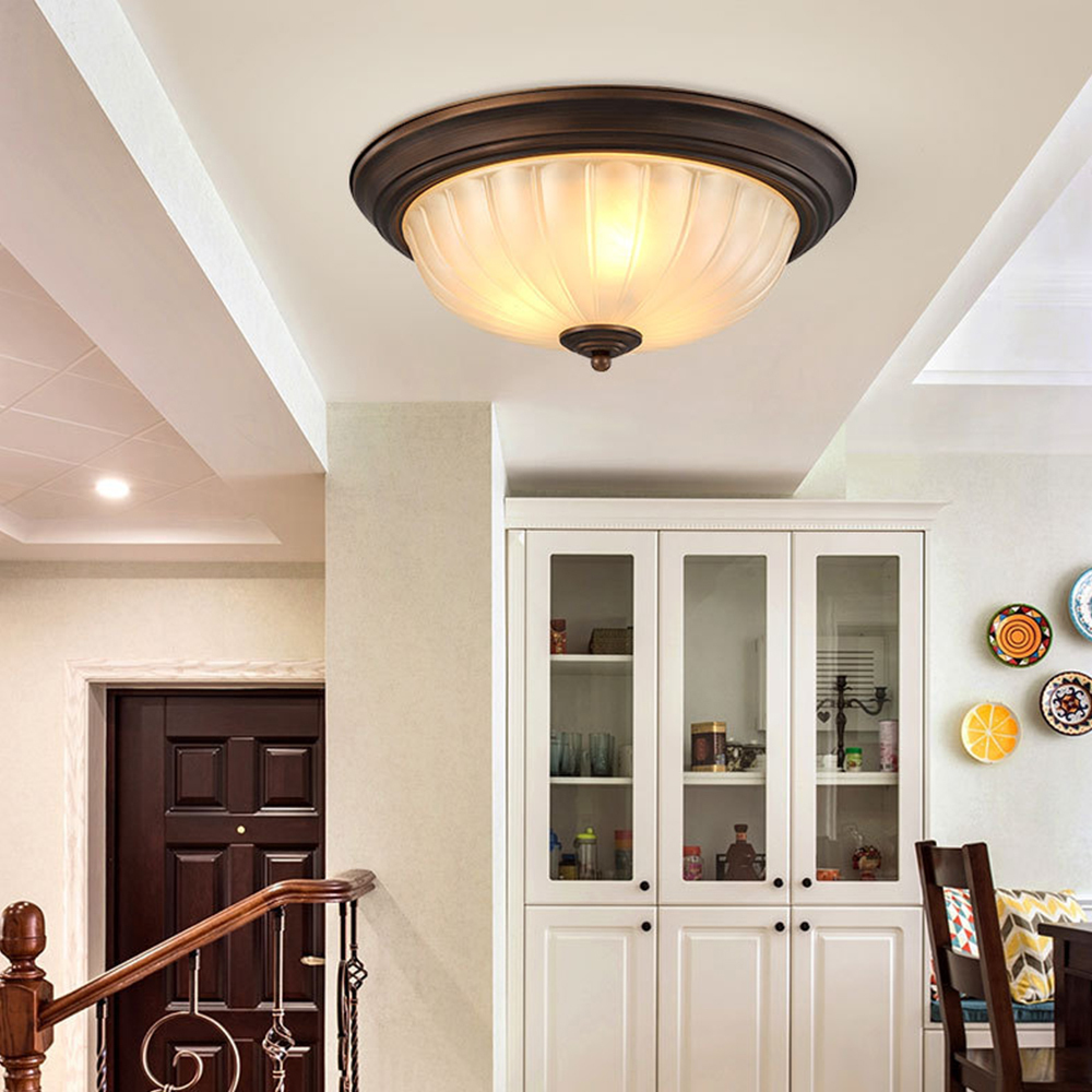 Vintage Metal & Acrylic Flush Mount Ceiling Light 