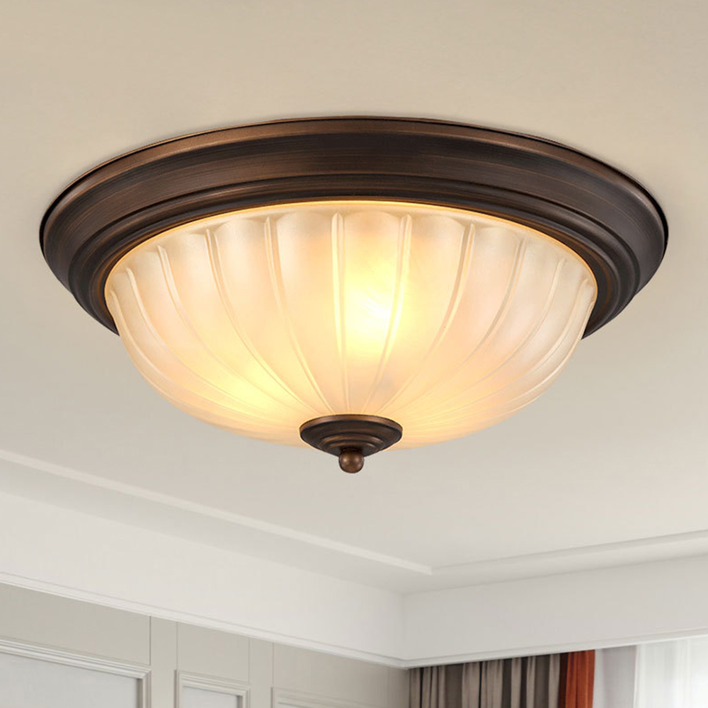 Vintage Metal & Acrylic Flush Mount Ceiling Light 
