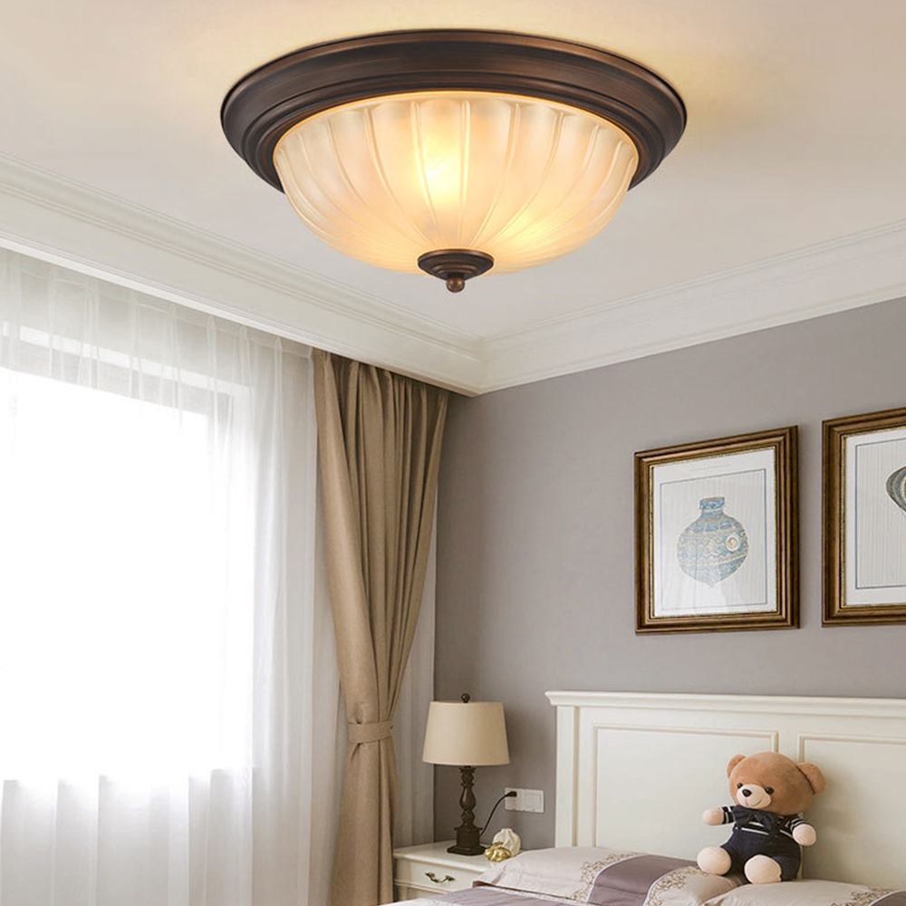 Vintage Metal & Acrylic Flush Mount Ceiling Light 