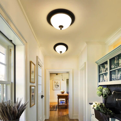Vintage Metal & Acrylic Flush Mount Ceiling Light 