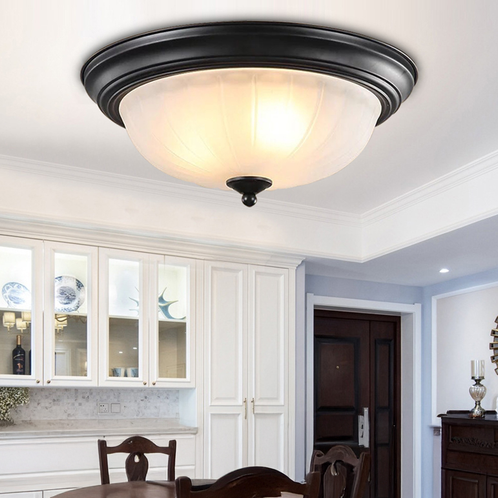 Vintage Metal & Acrylic Flush Mount Ceiling Light 