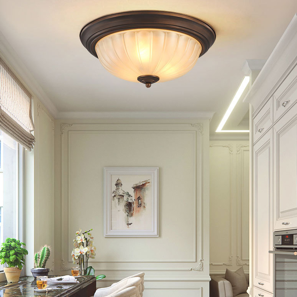 Vintage Metal & Acrylic Flush Mount Ceiling Light 